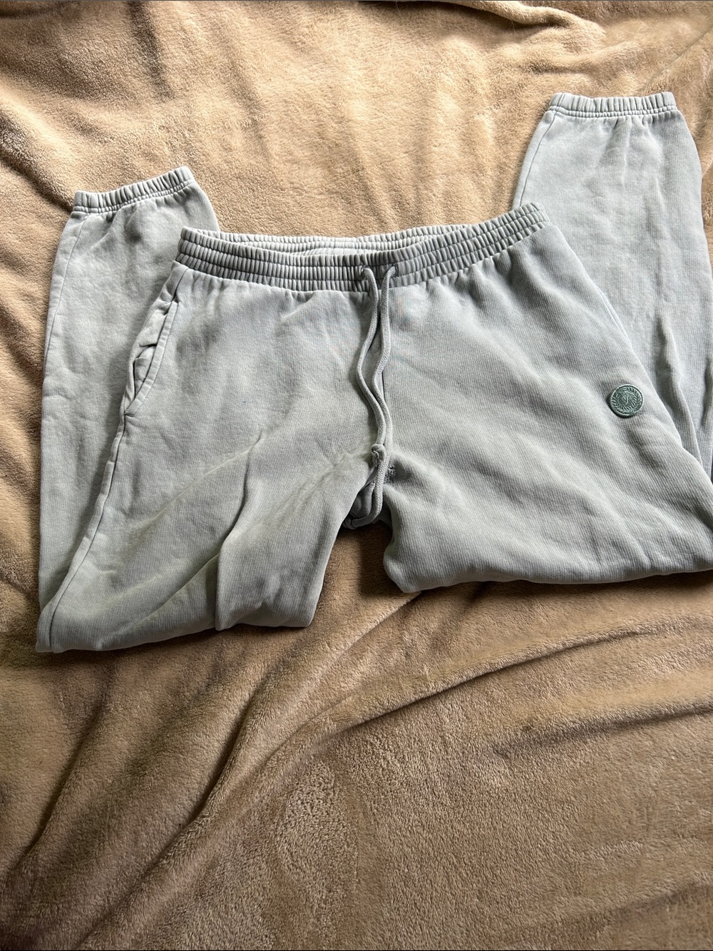 PINK Victoria's Secret Light Gray/teal Fleece Sweatpants